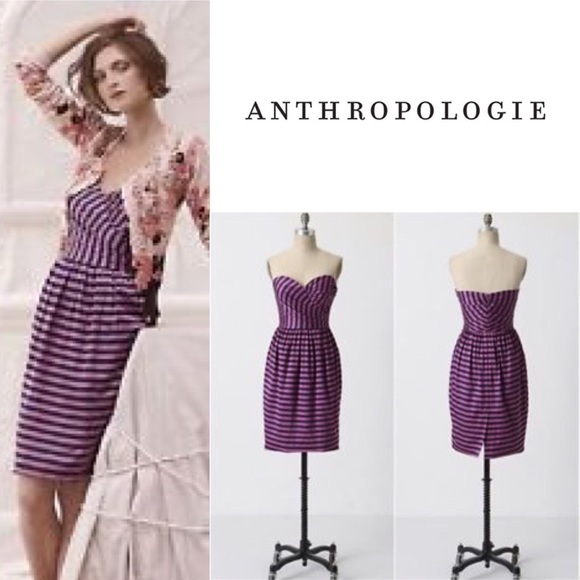 ANTHROPOLOGIE SILK/COTTON STRAPLESS DRESS. SIZE O - Picture 1 of 3